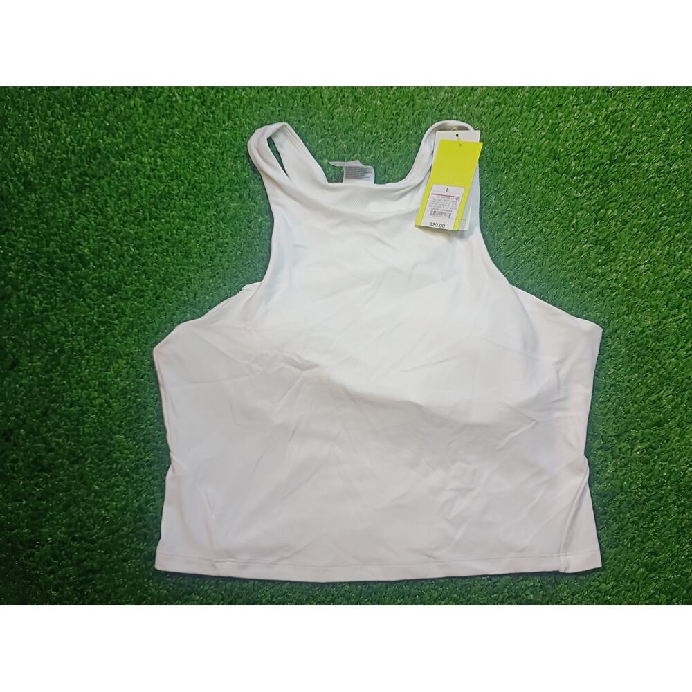 All in Motion White Cropped Highneck Tank Top Women's Large NWT